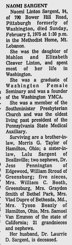 Naomi Linton Sargent obituary